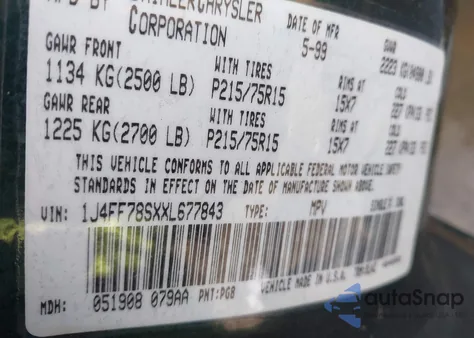 1999 Jeep Cherokee Classic from USA, damaged, VIN 1J4FF78SXXL677843